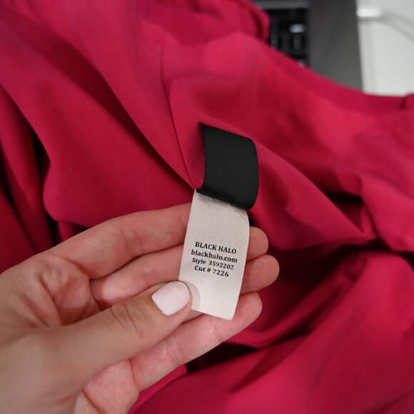 Black Halo Size 8 Pink Fuchsia Corrine Draped Cowl Neck Sheath Dress - Picture 9 of 9